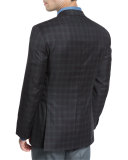 Plaid Wool Two-Button Sport Coat, Brown