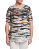 Biacca Striped Tank W/ Attachable Sleeves, Plus Size