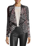 Ilda Mixed-Weave Open-Front Jacket