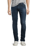 Lean Dean Deep Sparkle Skinny-Leg Jeans, Dark Blue
