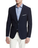 Seersucker Two-Button Sport Coat, Navy