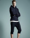 Textured-Knit Cropped Sweatpants, Dark Ink