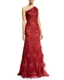 One-Shoulder Lace Mermaid Gown 