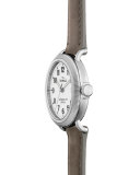38mm Runwell Coin-Edge Leather Strap Watch, Heather Gray