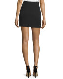 High-Waist Modern Mini Skirt, Black