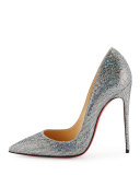 So Kate 120mm Glitter Red Sole Pump, Silver