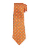 Neat Box-Pattern Printed Silk Tie, Orange