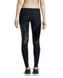 Paneled Moto Sport Leggings, Black Halo
