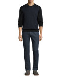 Dark-Wash Straight-Leg Denim Jeans, Blue