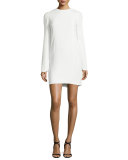 Long-Sleeve Shift Dress, Bone