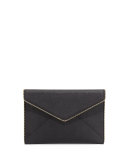 Leo Saffiano Zip-Trim Clutch Bag, Black