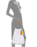 Allison Crocheted Lace Beach Tote Bag, White