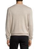 Cashmere-Silk V-Neck Sweater, Sandstorm