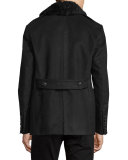 Moleskin Shearling-Lined Pea Coat