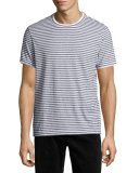 Rylee Pima Cotton Double-Edge Striped T-Shirt, White Multi