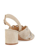 Seana Grommet Crisscross Sandal, Beige