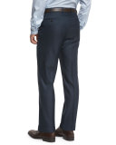 Phi Flat-Front Twill Trousers, Navy