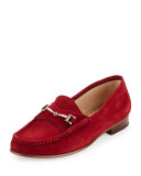 Talia Suede Horsebit Loafer, Tango Red
