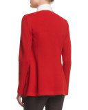 Textural-Twill Jewel-Neck Jacket, Paprika