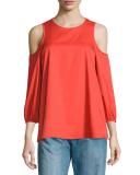 Cold-Shoulder Poplin Top