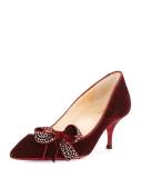 Mlle Menule Velvet 55mm Red Sole Pump, Orthodox Burgundy