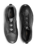 Grained Leather Slip-On Sneaker, Black