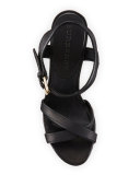 Whelan Crisscross Check Wedge Sandal, Black