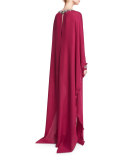 Beaded Silk Caftan Gown, Currant