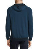 Birdseye Knit Pullover Hoodie, Prussian Blue