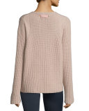 Ribbed V-Neck Pullover Sweater, Dust