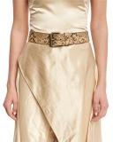 Wide Python Square-Buckle Belt, Python