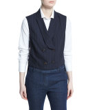 Double-Breasted Monili-Pinstripe Vest, Navy