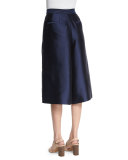 Pleated Silk Culottes, Navy