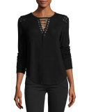 Vivi Lace-Up Sweater, Black