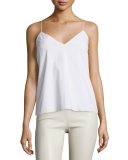 Stretch-Cotton Camisole Top, White
