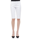 Side-Buckle Bermuda Shorts, White