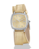 27mm Albion Diamond Leather Strap Watch, Golden