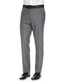 Benson Sharkskin Wool Trousers, Light Gray