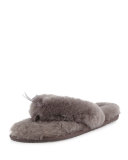 Fluff Fur Flip Flop Slipper, Gray