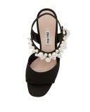 Pearly Satin Platform Sandal, Black
