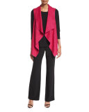Stretch-Knit Straight-Leg Pants, Black 