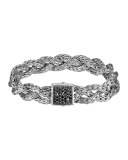 Black Sapphire Braided Chain Bracelet, Small