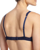 Italia Soft Lace Bra, Navy Blue/White 