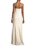 Vera Cloqué V-Neck Gown, Neutral