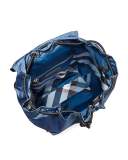 Technical Nylon Packaway Rucksack with Check Trim, Teal Blue
