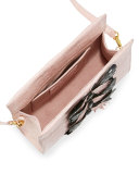 Butterfly Crocodile Small Clutch Bag, Blush/Black