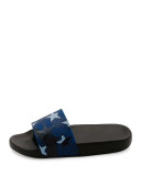 PVC Stars Rubber Slide Sandal, Light Denim