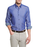 Polished Solid Long-Sleeve Sport Shirt, Blue