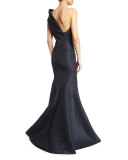 Structured One-Shoulder Mermaid Gown, Midnight