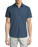 Short-Sleeve Micro-Check Woven Sport Shirt, Theorist Multi